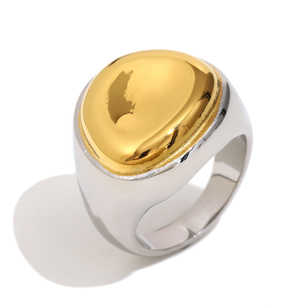 cutout of two-tone pebble dome statement signet ring