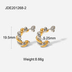 Twisted two-tone open hoops with measurement labels