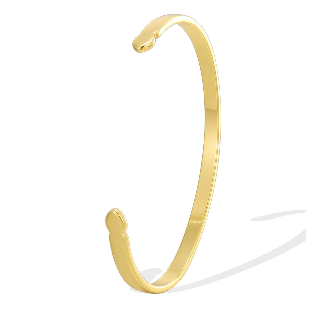front view of the gold plated brass cuff bracelet