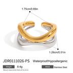 Two-Tone Stainless Steel Sculptural Double-Band Open Ring — product reference