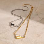 Mixed-Finish Geometric Shell Stainless Steel Pendant Necklaces — wholesale view 3