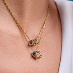 Sculptural Stainless Steel Pendant Necklace Collection shown on model