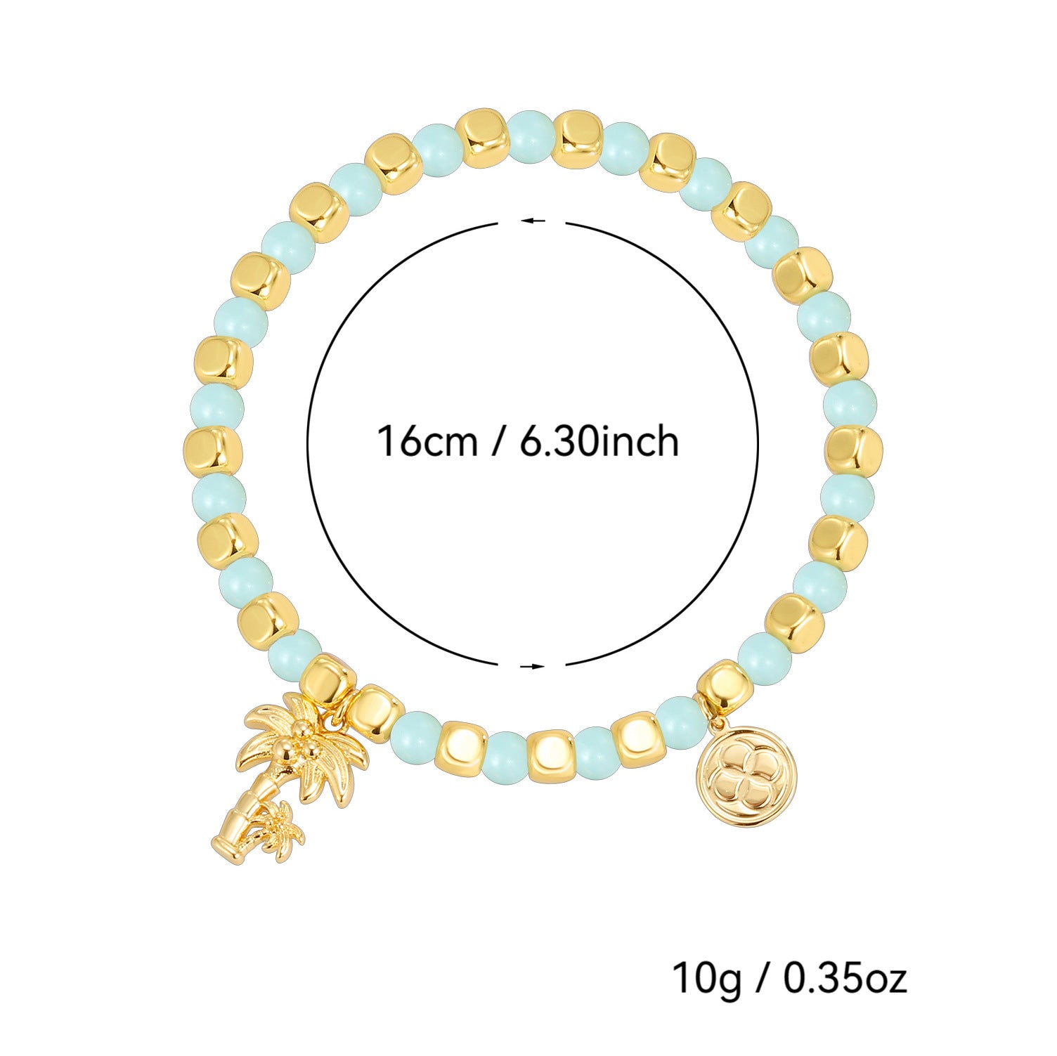 palm tree beaded bracelet size and supplier-listed weight
