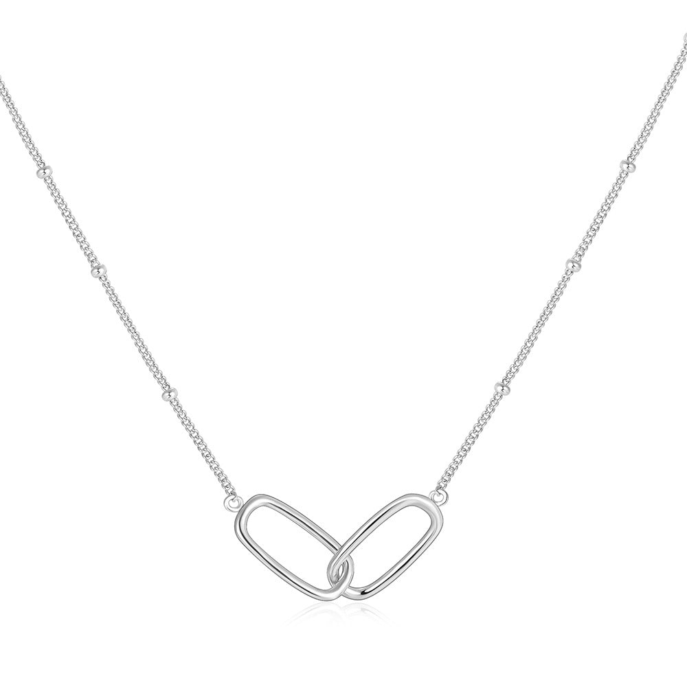 925 Sterling Silver Interlocking Oval Link Necklace — silver oval links and fine chain