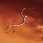 Stainless Steel Bracelet and Ring Collection with Clear Accents on-model view