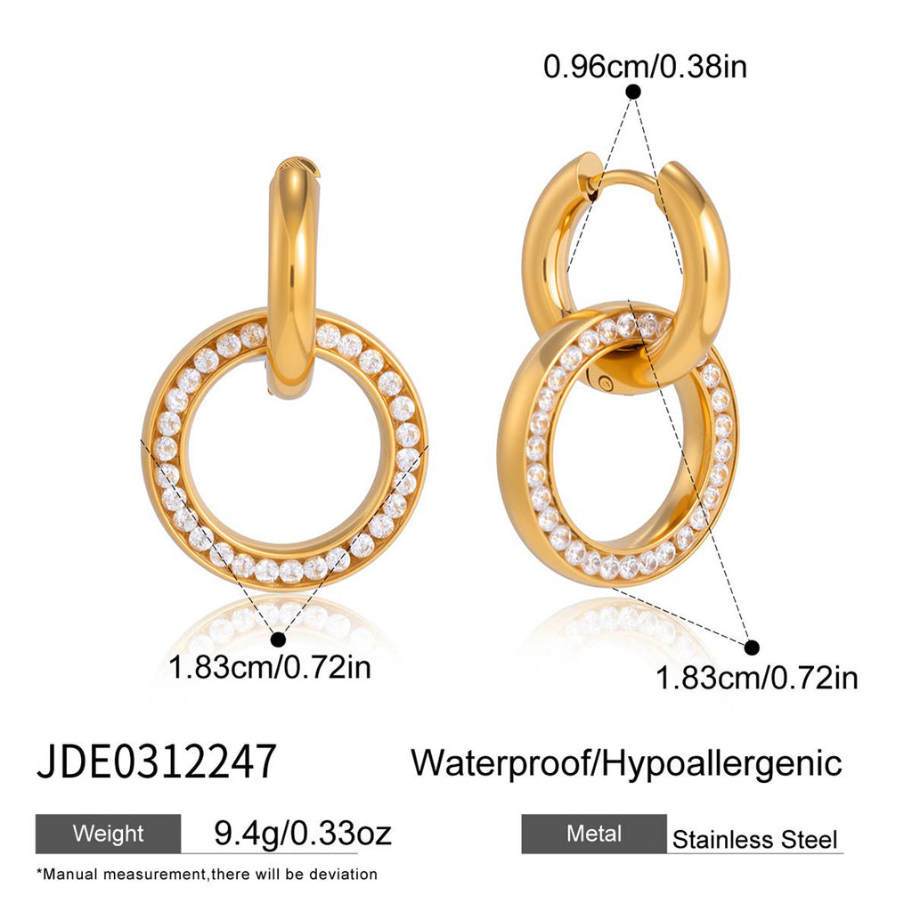 Large circle-drop hoop earrings with measurements