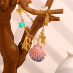 Gold Plated Stainless Steel Coastal Charm Link Necklace — full necklace view