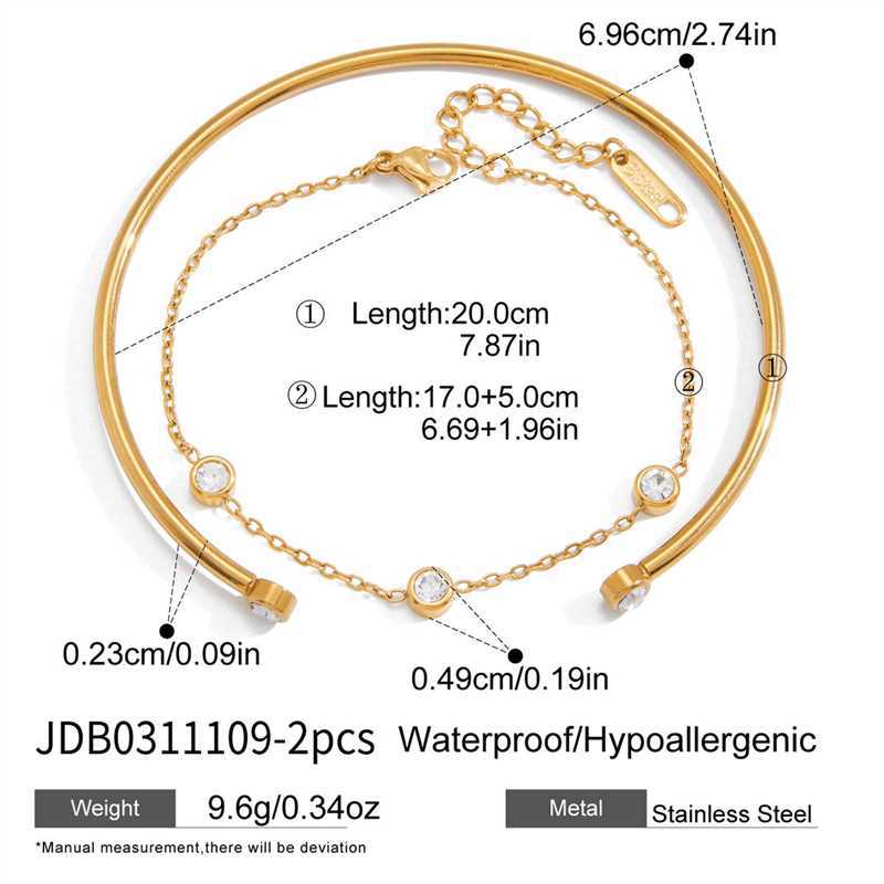 Two-piece open cuff and station bracelet measurement image