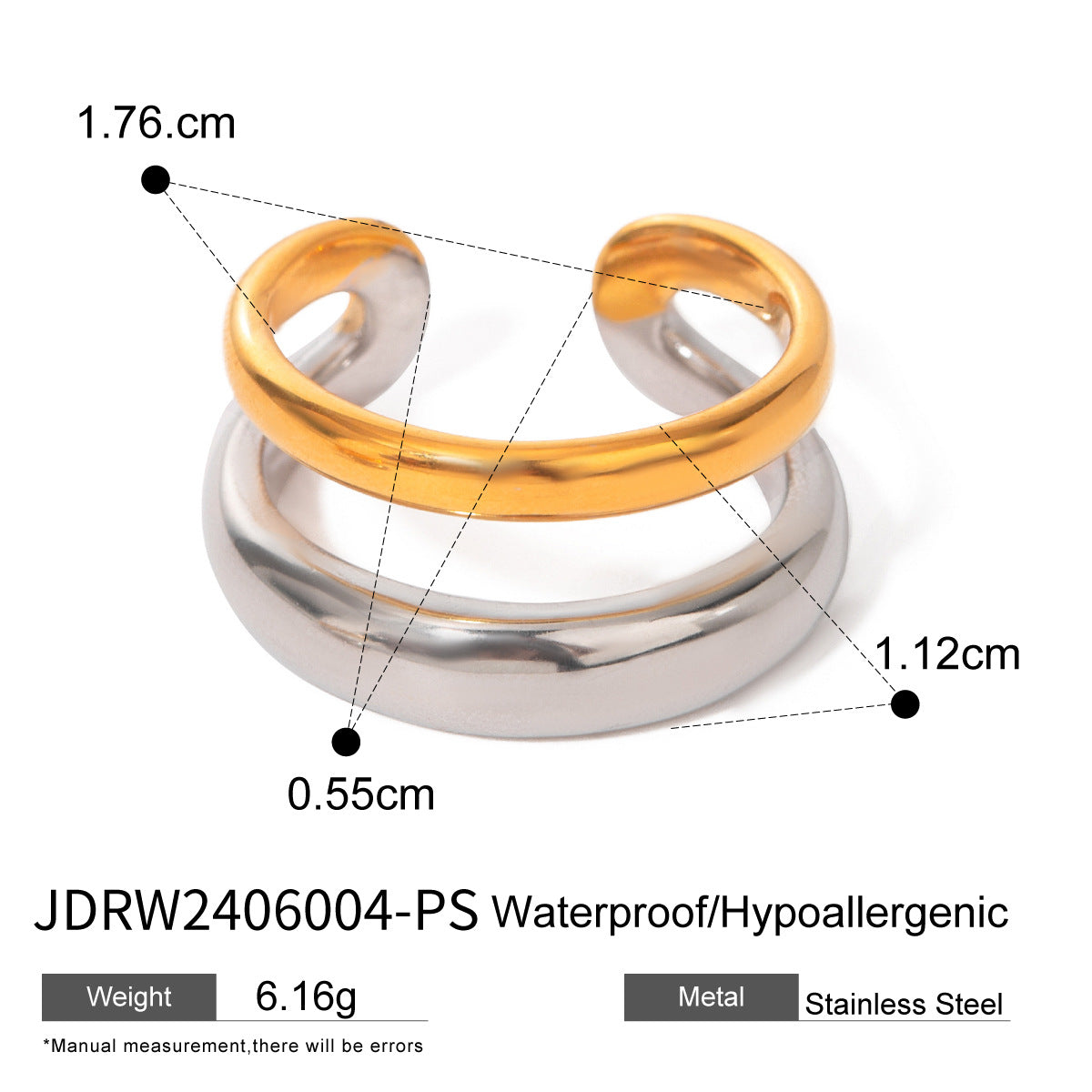 Two-Tone Sculptural Stainless Steel Ring Collection — wholesale view 7