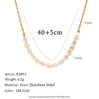 Gold-tone pearl necklace dimension image