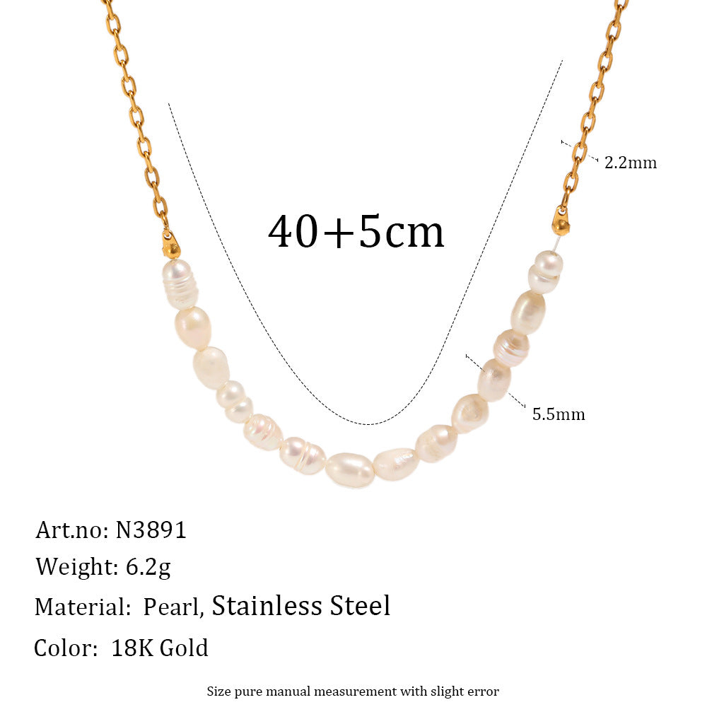 Gold-tone pearl necklace dimension image