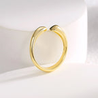 upright view of the smooth gold plated brass open ring