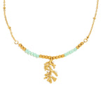 Aqua bead branch necklace full front view