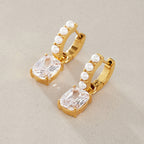 Pair of gold tone pearl-look drop hoops