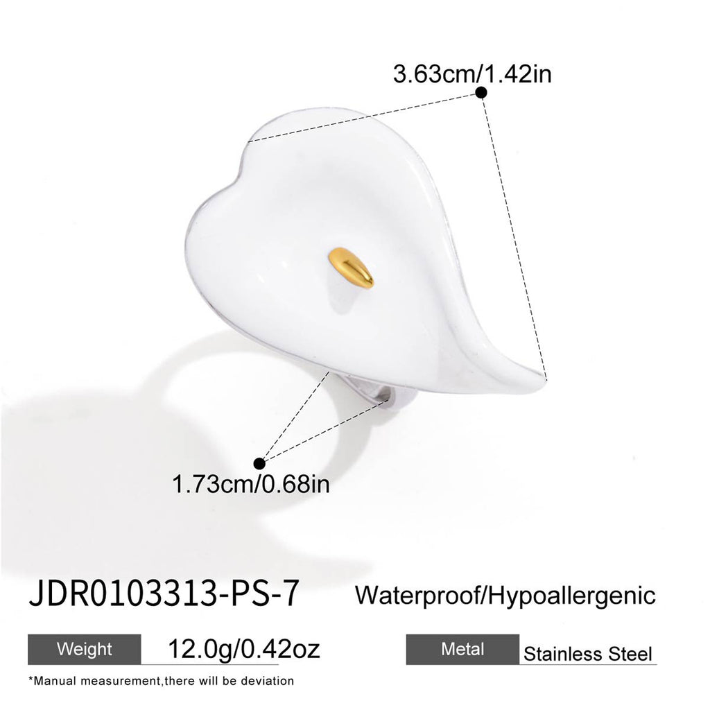 Stainless steel calla lily ring flower span measurement image