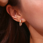 Gold Plated 316L Stainless Steel Square Zirconia Hoop Earrings — hoop worn on ear