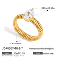 Pear zirconia ring with ribbed band and measurement guide
