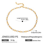 Paperclip necklace length width and extension measurements