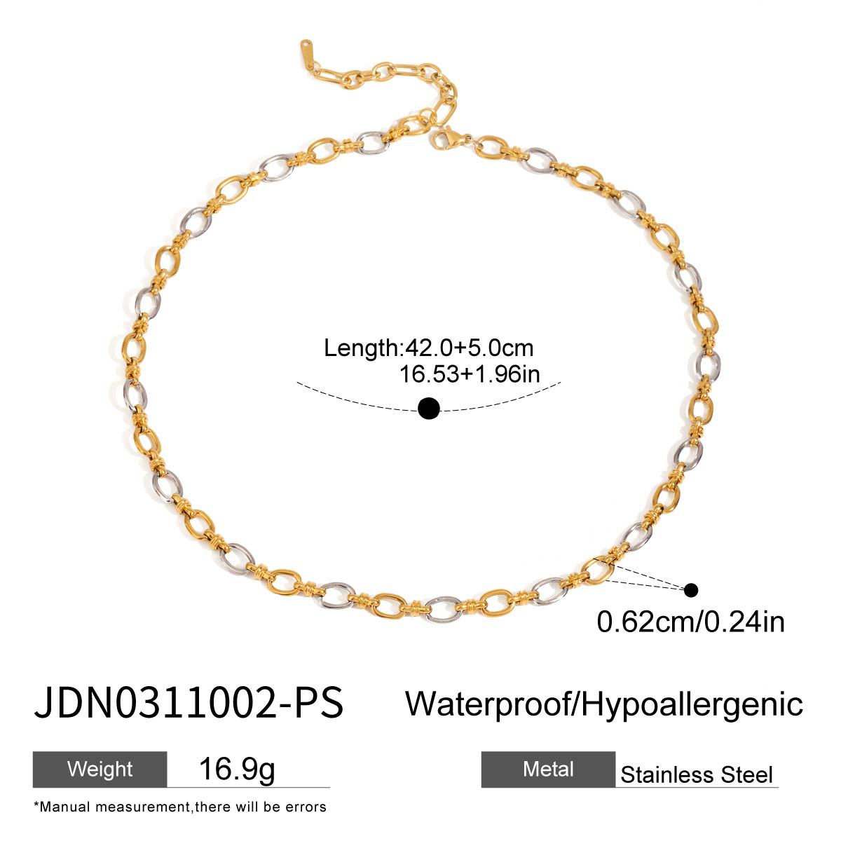 Paperclip necklace length width and extension measurements