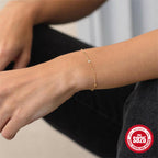 925 Sterling Silver Beaded Zirconia Station Bracelet — gold bracelet worn on wrist