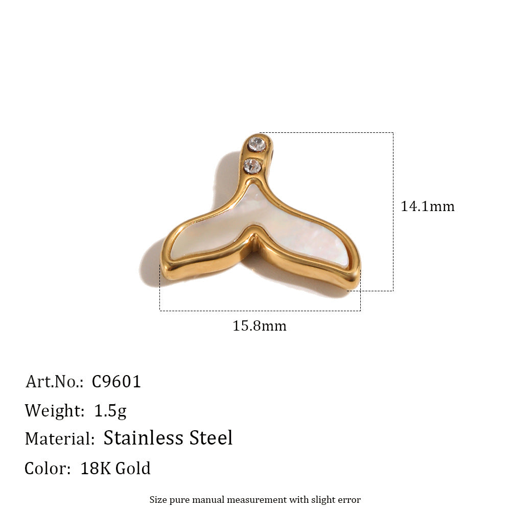 Whale-tail charm with pale inlay dimensions