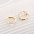 Gold Plated 925 Sterling Silver Square Zirconia Hoop Earrings — back view of hinged closures