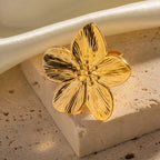Gold-Tone Sculptural Flower Stainless Steel Ring Collection — wholesale view 3