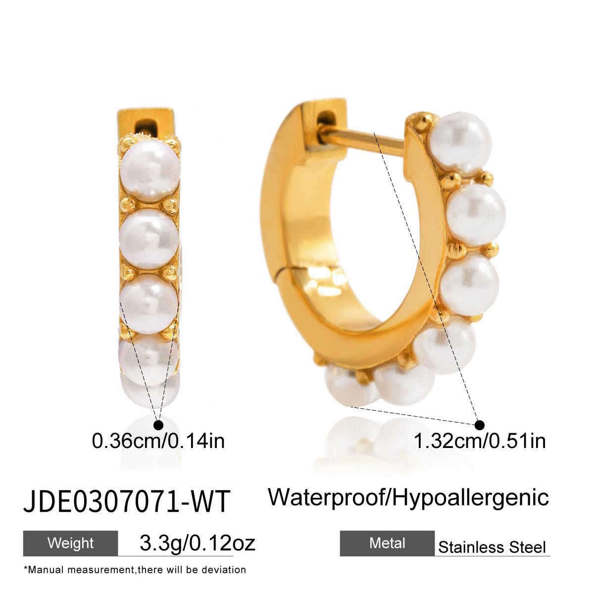 Imitation pearl huggie earrings product specification view