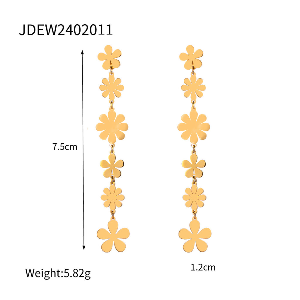 Gold-Tone Daisy Chain Stainless Steel Drop Earrings variant reference