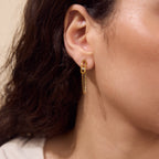 Fine-chain link earring worn on the ear