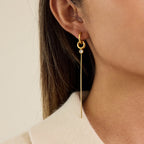Gold-Tone Pearl-Look Tassel Stainless Steel Hoop Earrings styled product view