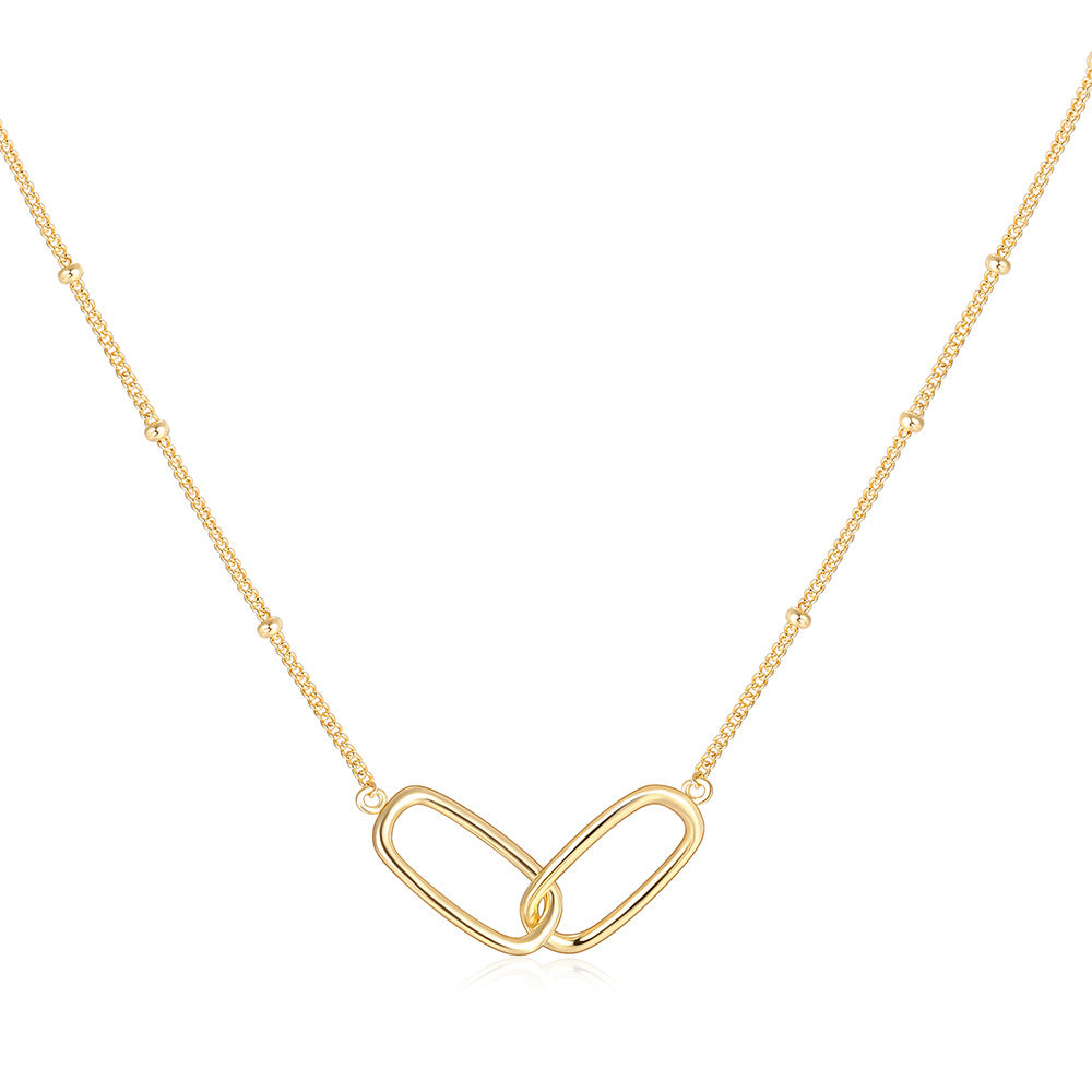 925 Sterling Silver Interlocking Oval Link Necklace — gold oval links and fine chain
