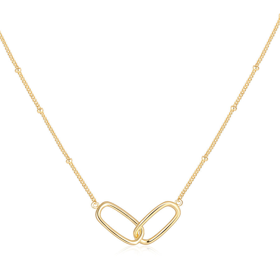 925 Sterling Silver Interlocking Oval Link Necklace — gold oval links and fine chain