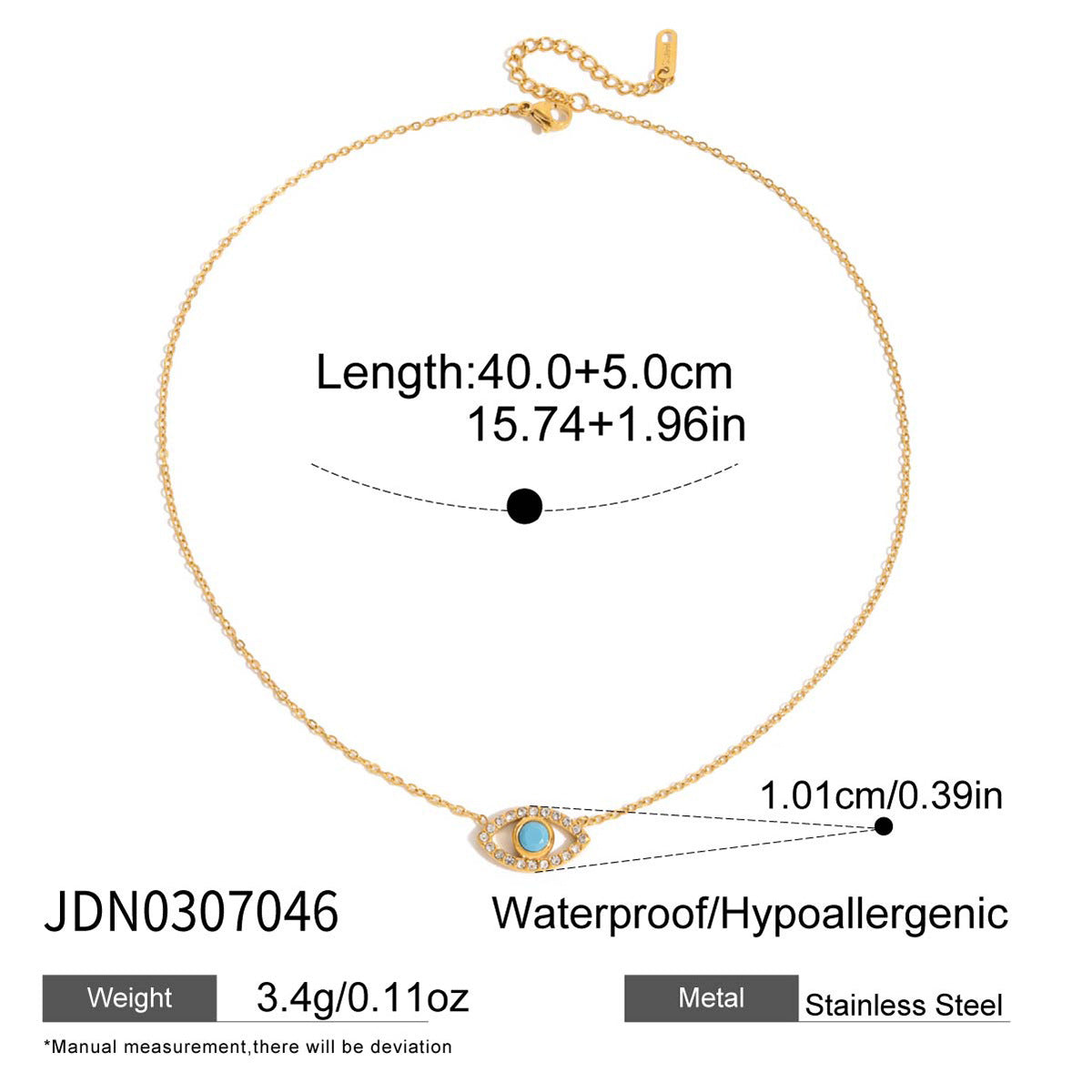Gold-Tone Evil Eye Stainless Steel Necklace and Earring Collection variant reference