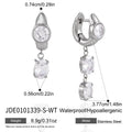 Silver tone clear zirconia earrings with one- and two-stone drops