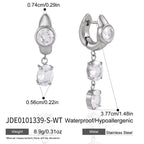 Silver tone clear zirconia earrings with one- and two-stone drops