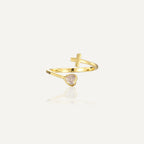 Gold plated brass cross and heart zirconia open ring