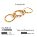 Gold-tone linked rings with band width measurements