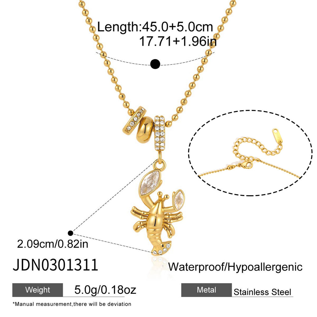 Lobster pendant necklace with bead details