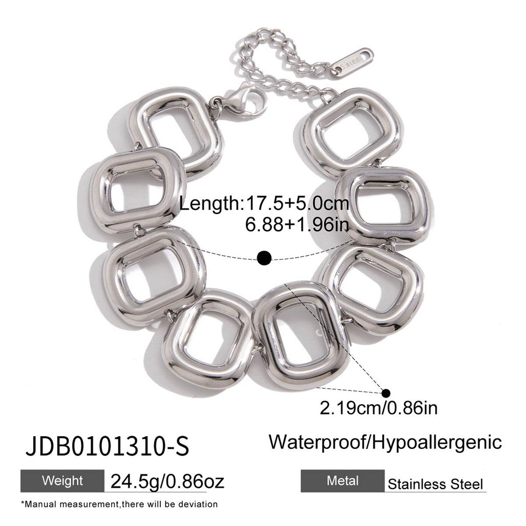 Open square-link bracelet size chart