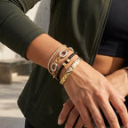 Mixed-metal link bracelet styled on wrist
