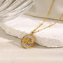 gold plated bee on a silver-finish round medallion necklace