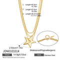 Layered necklace lengths star width and shared clasp diagram