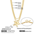 Layered necklace lengths star width and shared clasp diagram