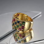 side angle of checkerboard zirconia grid on polished band