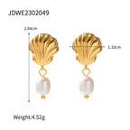 Gold Plated Freshwater Pearl Shell Drop Earrings – product view 5