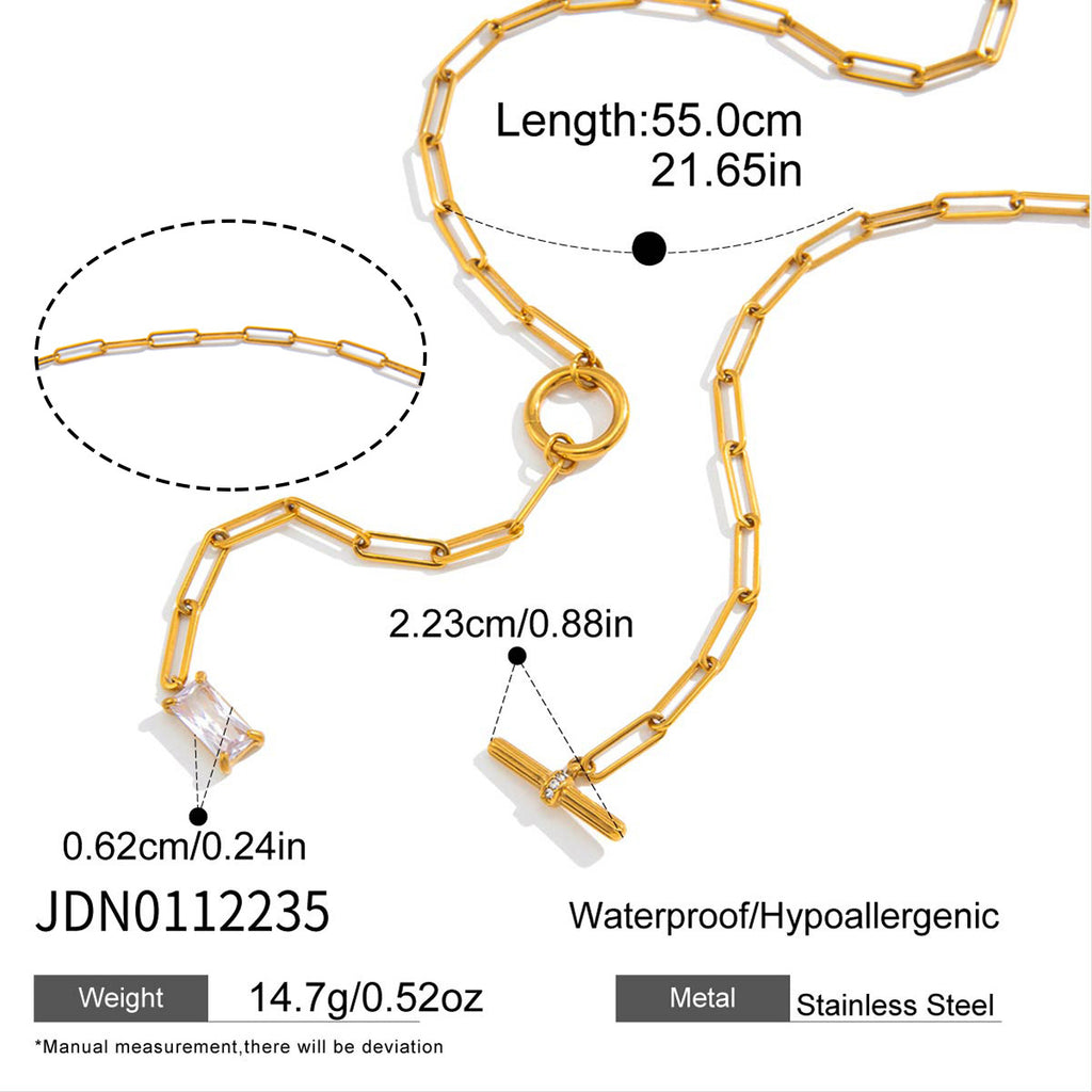 Paperclip lariat length and rectangular accent diagram