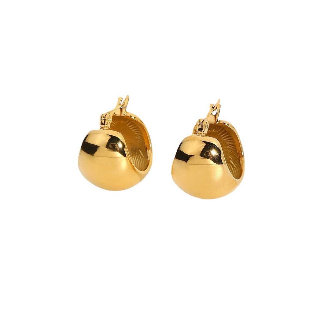 front product view of compact half-dome hinged hoop earrings