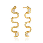 Two long wave earrings with clear end accents