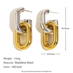 stainless steel interlocking link earrings with dimensions